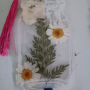 Floral Bookmark with Pink Tassel